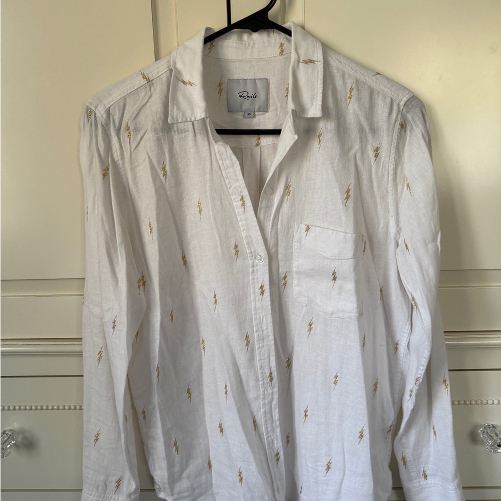 Rails White Button Down Shirt with Pattern